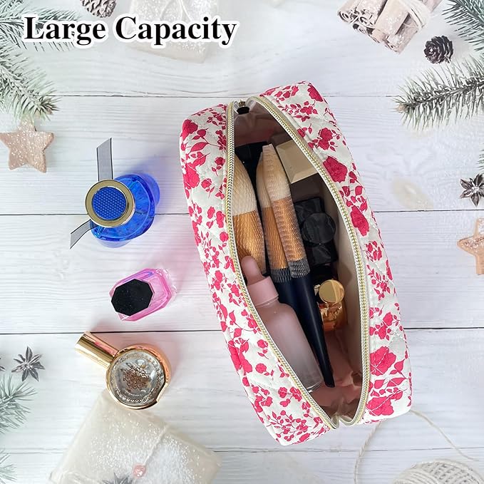 Quilted makeup bag floral makeup