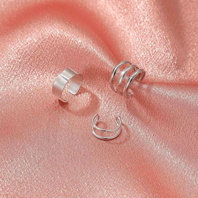 Boho Cartilage Ring Earrings Double Lines
