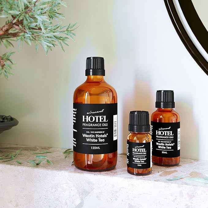AirScent Hotel Diffuser Oil Inspired by Westin White Tea Hotel Scent - Fragrance Oil No. 1012 for Ultrasonic and Waterless Diffusers and Crafting - 10 mL, 0.34 fl oz Glass Dropper Bottle