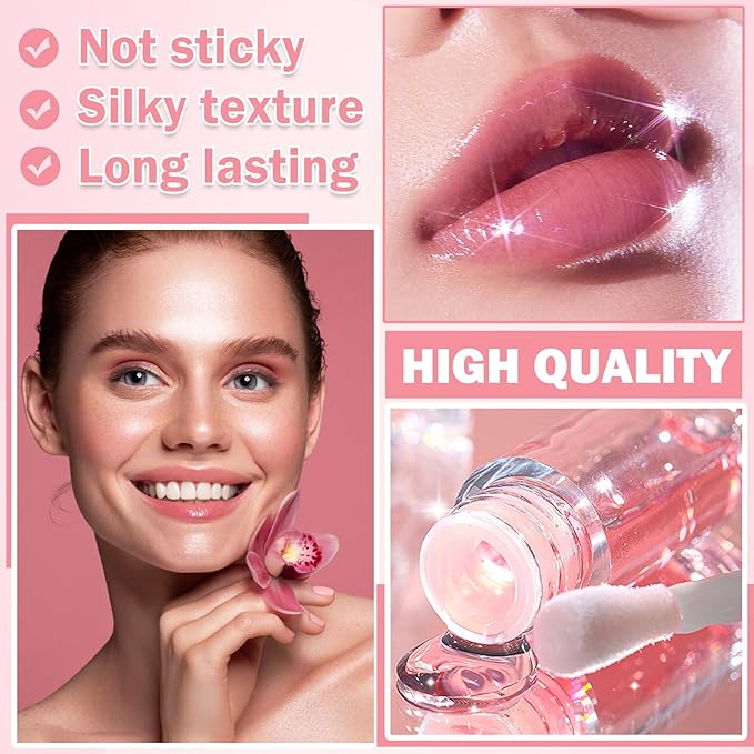 2PCS Honey Lip Oil Crystal Jelly Lip Gloss Gloss