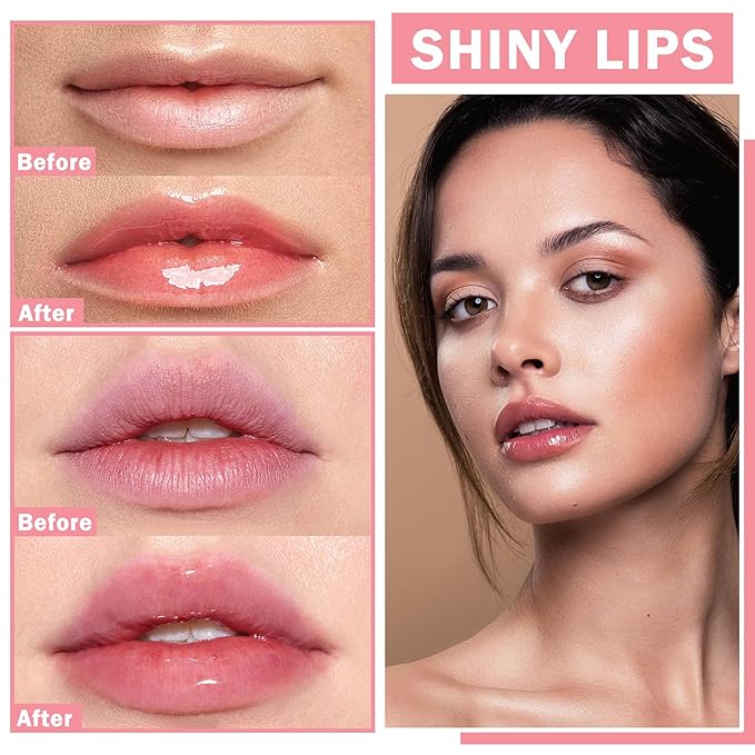 2PCS White Peach Lip Oil Crystal Jelly Lip Gloss