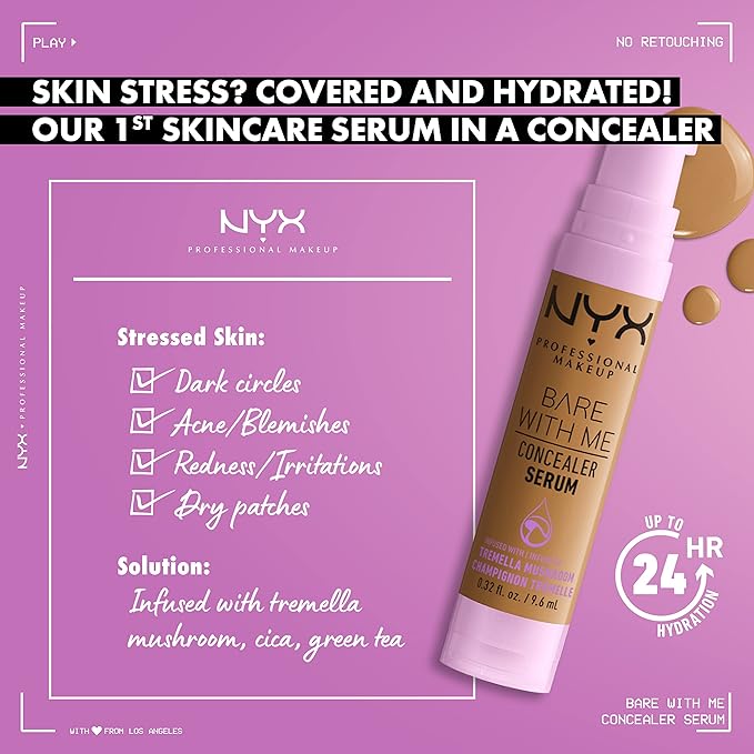 NYX PROFESSIONAL MAKEUP Bare With Me Concealer Serum, Light Tan