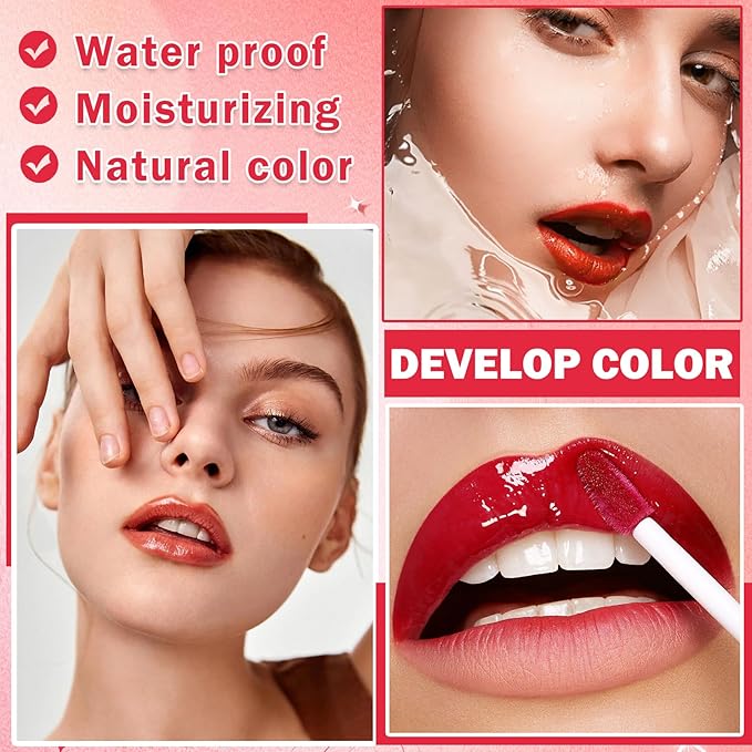 AWCCXMYM 7 Colors Lip Tint Stain Korean Lip Gloss Matte Nude High Pigment Hydrating Long Lasting Waterproof Non-Stick Plumping Liquid Lipstick Set For Lip Cheek Eye Color