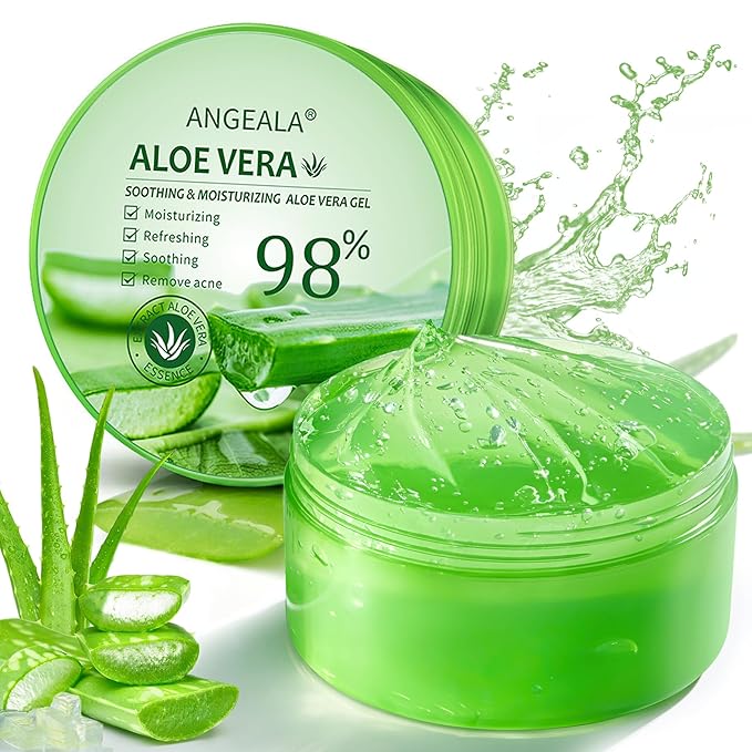 Organic Aloe Vera Gel for Face & Body Made within 12 Hours of Harvest, 98% Pure Aloe Vera Gel for Skin, Scalp, & Hair, Soothing Aloe Face Moisturizer,Multipurpose Skin Care(10oz)