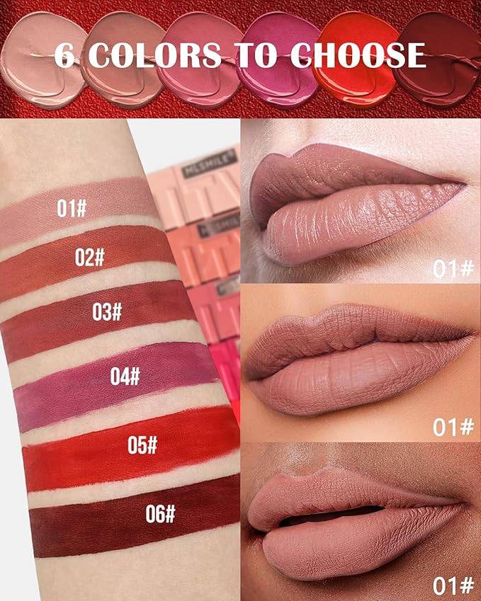 Matte Liquid Lipstick for Women, Highly Pigmented Lip Tint Stain, Super Velvet Matte Nude Pink Lip Gloss, Up to 16H Wear, Long Lasting Waterproof Non-Stick Cup Lip Color Stay,Christmas Makeup Gift-01#