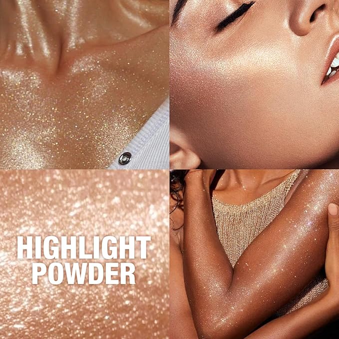 Glitter Body Highlighter Powder Body Shimmer Sparkle Face sponge head(Purple)