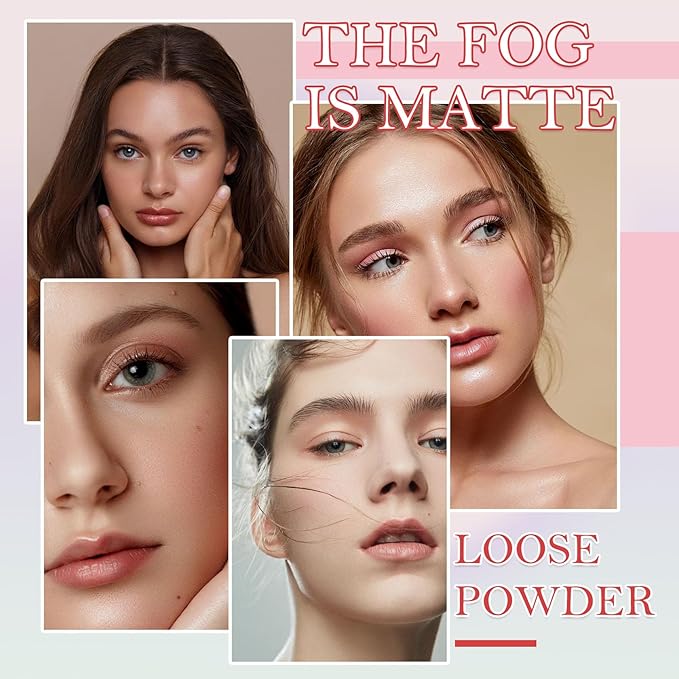 3PCS Loose Setting Powder Set,Lightweight Long Lasting Oil Skin Types