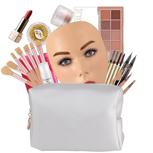 3D Makeup Practice Kit,Reusable Silicone Makeup Practice Face