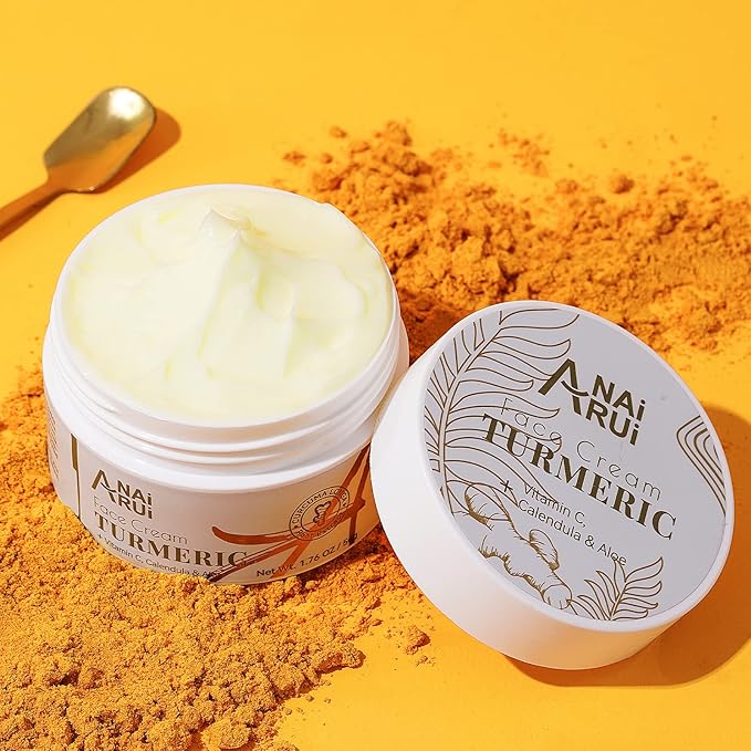 ANAI RUI Facial Moisturuzier, Turmeric Face Cream with Vitamin C for Hydrating, Firming, Tightening Skin, Turmeric Vitamin C Cream for Dark Spots, Dry Skin, 1.76 OZ