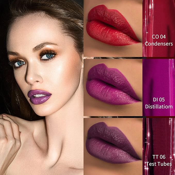 6pcs Liquid Lipsticks,Waterproof Lasting Lipstick Gift Set,High Pigment Lipsticks Professional Lip Stain Lip Gloss Lip Stain