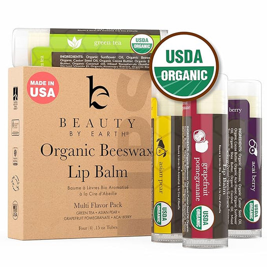 Organic Lip Balm Multi Flavor - 4 Pack