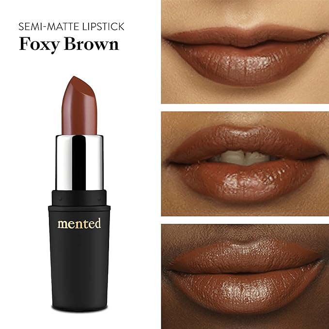 Mented Cosmetics | Semi Matte Nude Lipstick, Foxy Brown | Vegan, Paraben-free, Cruelty-free | Red and Brown, Dark, Long Lasting Lipstick