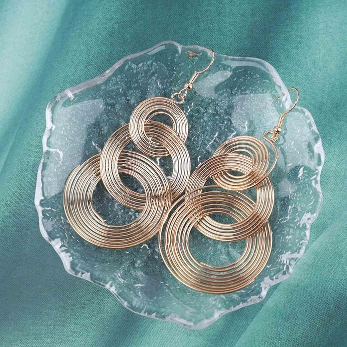 Punk Exaggerated Circle Drop Earring Long
