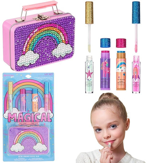 Expressions 5pc Rainbow Rhinestones Cosmetics Lip Kit For Glosses,