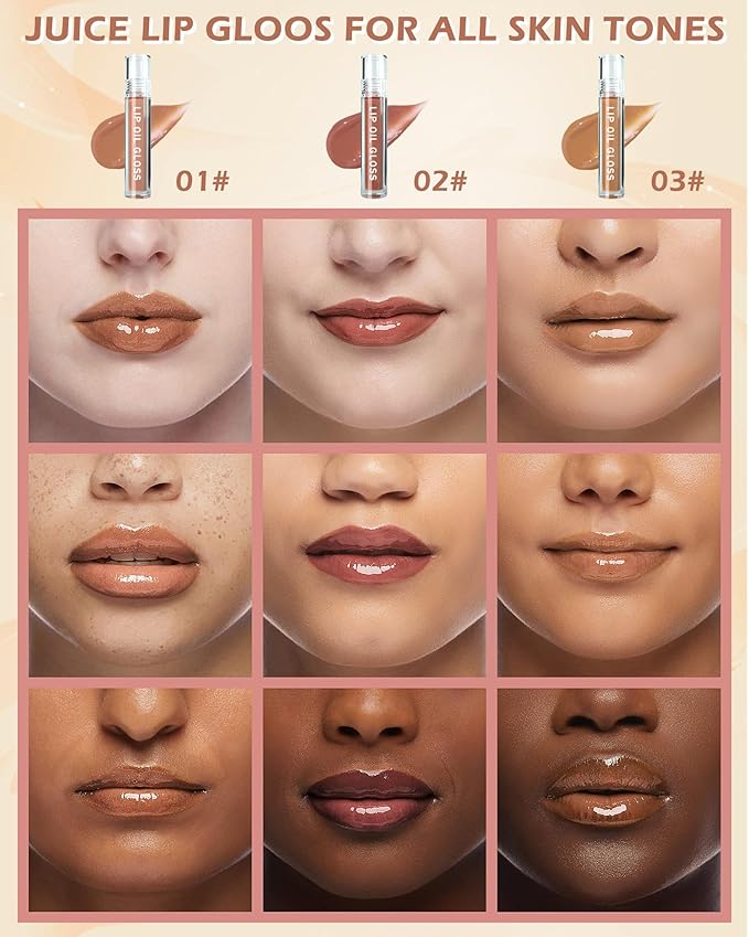 Hydrating Lip Tint Stain-1Pcs Tinted Plumping Lip Glow Oil, Moisturizing Water Lip Stain Makeup, Pigmented Non-Sticky Vegan Lip Gloss, Multi-Use Lip & Cheek Tint, Nude Glossy Finish, Cruelty Free-01#