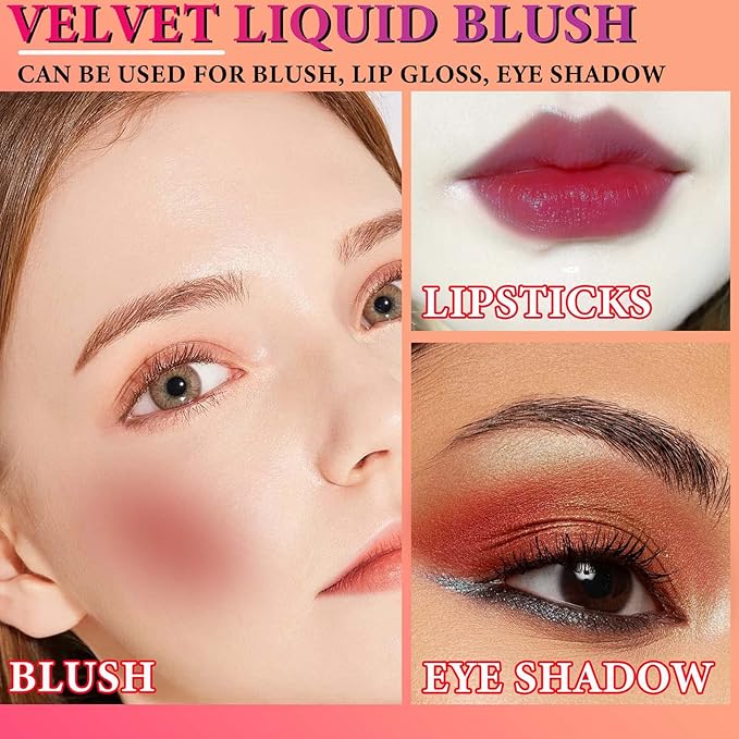 Matte Soft Liquid Blush,Waterproof Long Lasting Moisturizing Velvet Blushes Makeup(#04)