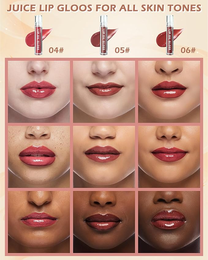 Hydrating Lip Tint Stain-3Pcs Tinted Plumping Lip Glow Oil, Moisturizing Water Lip Stain Makeup, Pigmented Non-Sticky Vegan Lip Gloss, Multi-Use Lip & Cheek Tint, Nude Glossy Finish,Cruelty Free-Set B