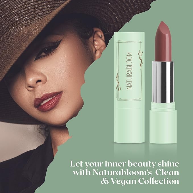 Vegan Lipstick (Rosewood) - Sensational One-Stroke Long Lasting Lipstick from Natural Oils & Butters Full-Coverage Lip Color with Shea Butter & Coconut Extact - Premium Hydrating Lipsticks