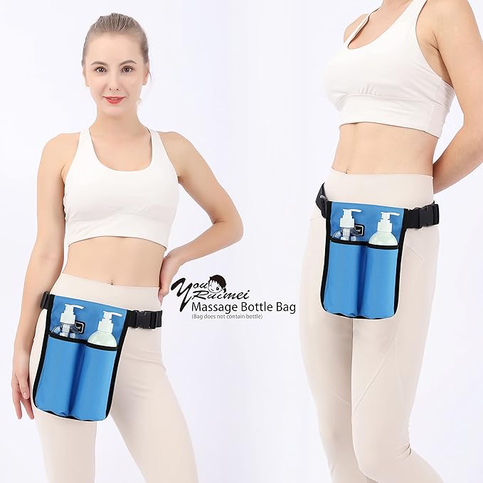 Massage Bottle Bag Massage Therapist Holster Massage Lotion Holster Massage Oil Holster(YR-2KD-Blue)