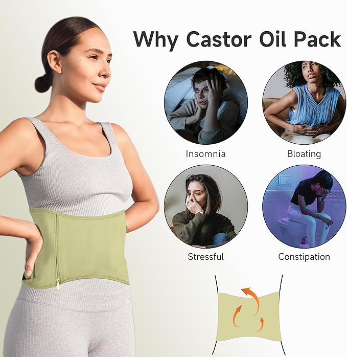 Langsprit Castor Oil Pack Wrap for Liver Detox and Inflammation - Organic
