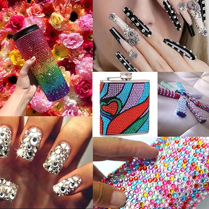 Flat Back Rhinestone Kits Colorful Rhinestones+Transparent