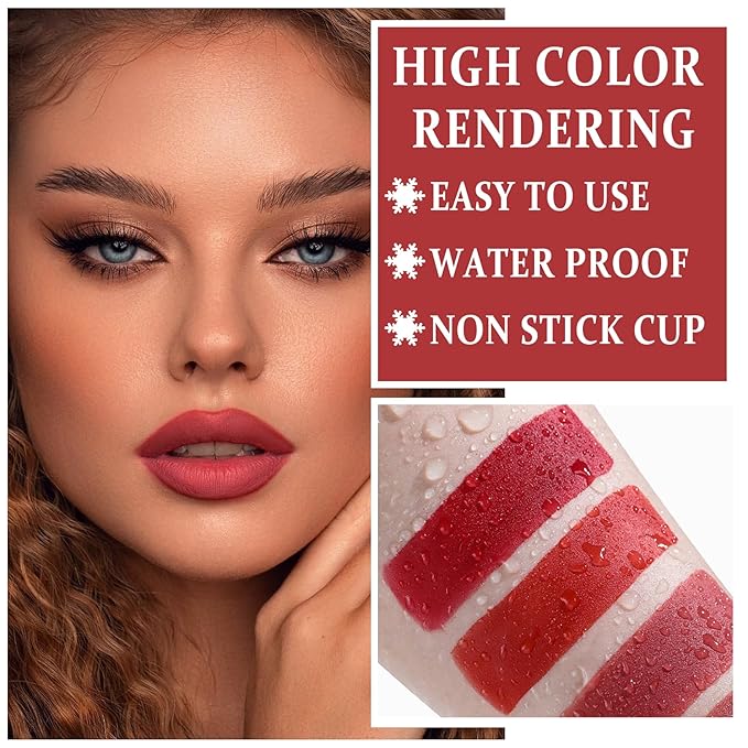 AWCCXMYM Peel Off Lip Stain Lip Tint Matte Lipstick Nude Lip Gloss Long Lasting Waterproof Up To 24 Hours Non Stick Cup Non Fade Liquid Lipstick Lip Tint Stain Makeup 02#