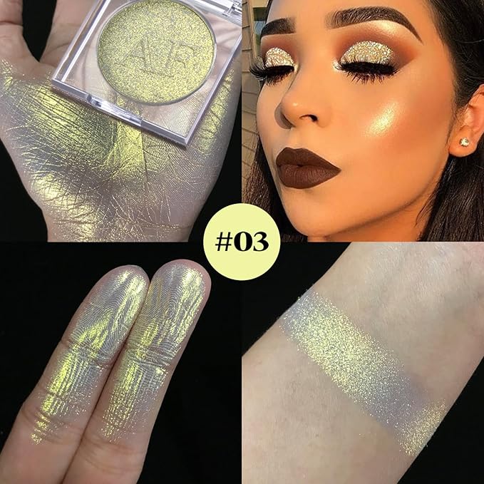 Highlighter Makeup Palette, Long Lasting New Formula, Dazzling Dazzling Shimmer,#3