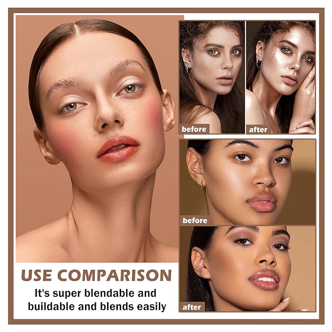3PCS Cream Contour Stick Makeup Kit Face Highlighter Rose+06 Espresso)