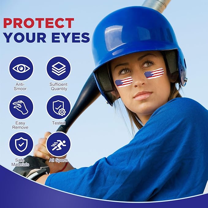 EBaokuup 50 Pairs Sport American Flag Eye Stickers, Party