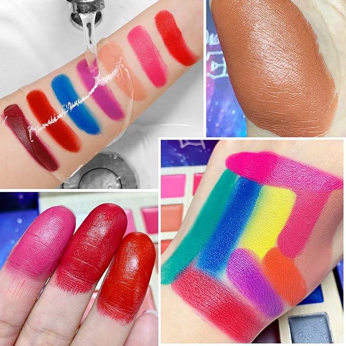DE'LANCI Lipstick Palette Nude Red Peach Pink Shades 25 Color, Professional Moisturizing Lip Gloss, Long Lasting Soft Smooth Lipstick Pallet Waterproof, Pigmented Festival Halloween Body Face Paint