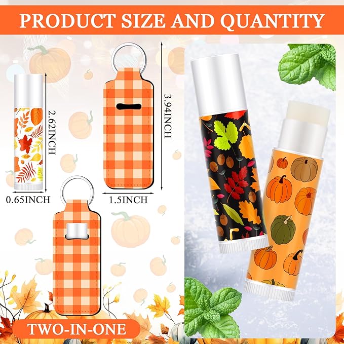 18 Sets Fall Pumpkin Lip Balm Bulk and Lip