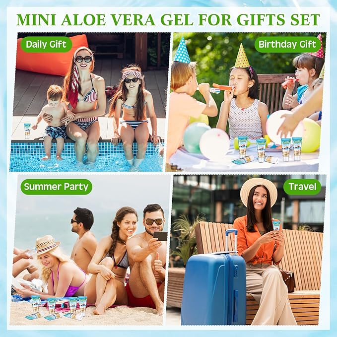 36 Pcs Mini Aloe Vera Gel Travel Size Bulk for Summer Vacation Party 1oz After Sun Aloe Vera Gel Sunburn Relief Hydrating Face Body Moisturizer Cream for Gifts Summer Party Supplies
