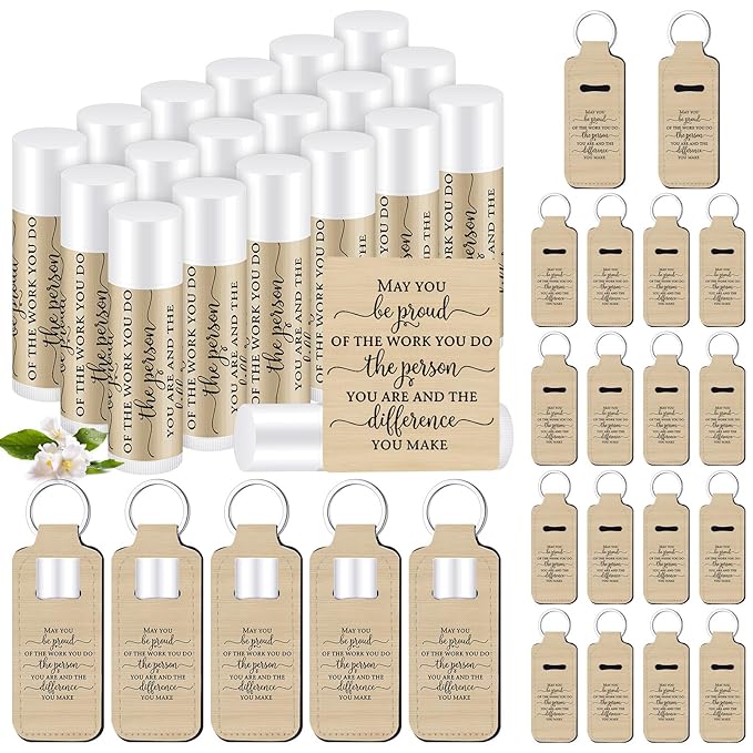 18 Sets Christian Inspiration Gift Lip Balm Bulk and Lipstick Holder Keychains Set Bible Verse Gift for Women Teacher Mom Church Favors(Proud)