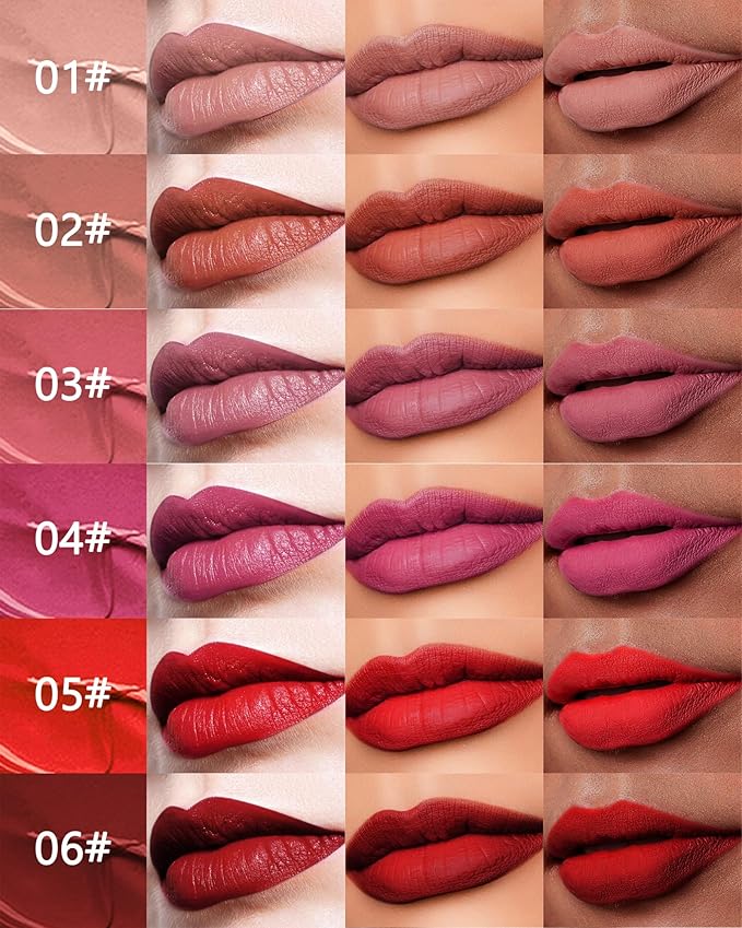 Matte Liquid Lipstick Lipgloss Set-2Pcs Long Lasting Lip Gloss Waterproof Lip Stain Tint, Highly Pigmented Nude Pink Red Super Velvet Lipstick, Non-Stick Cup Lip Color Stay,Christmas Makeup Gift-01+02