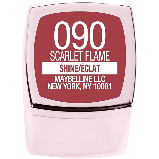 Maybelline New York Color Sensational Shine Compulsion Lipstick Makeup, Scarlet Flame, 0.1 Ounce