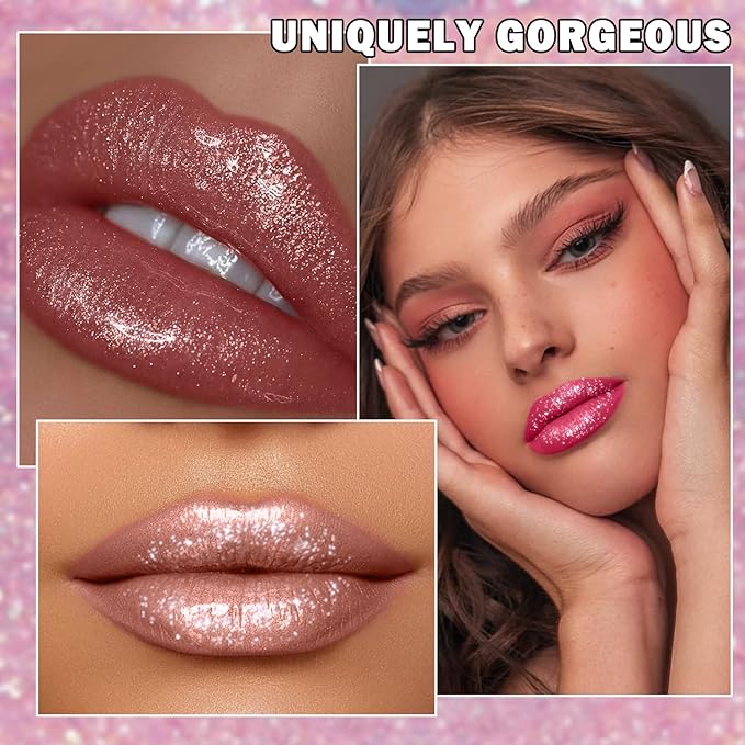 3 PCS Glitter Liquid Lipstick Set Red Pink Glitter