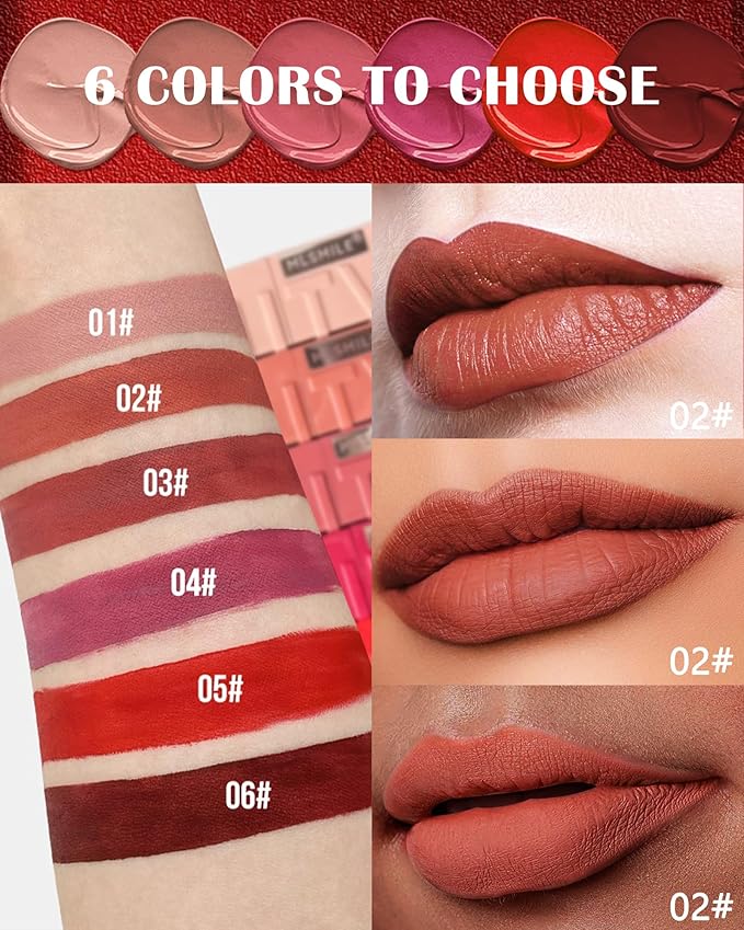 Matte Liquid Lipstick for Women, Highly Pigmented Lip Tint Stain, Super Velvet Matte Nude Red Lip Gloss, Up to 16H Wear, Long Lasting Waterproof Non-Stick Cup Lip Color Stay,Christmas Makeup Gift-02#