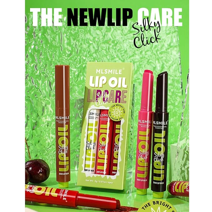 3 Colors Fat Lip Oil Slick Click Press Lipstick, Moisturizing Lip Balm Korean Shining Mirror Lip Gloss Nourishing Solid Lip Glaze, Plump Your Lips, High Pigmented Vegan Lip Oil Non-Sticky (A#)