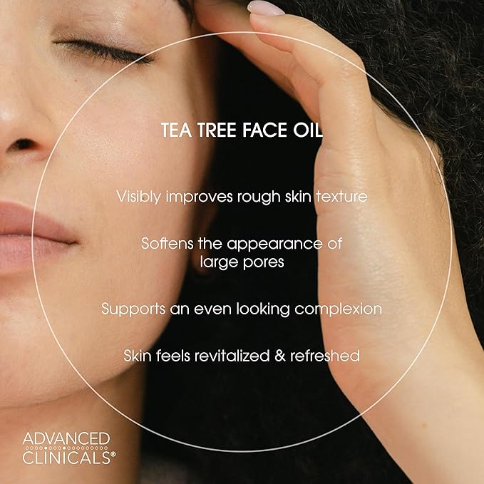 Advanced Clinicals Tea Tree Oil For Skin Facial Serum | Tea Tree Serum For Face With Vitamin E + Botanicals To Help Improve Appearance Of Large Pores & Skin Tone For Smoother Looking Skin, 2-Pack