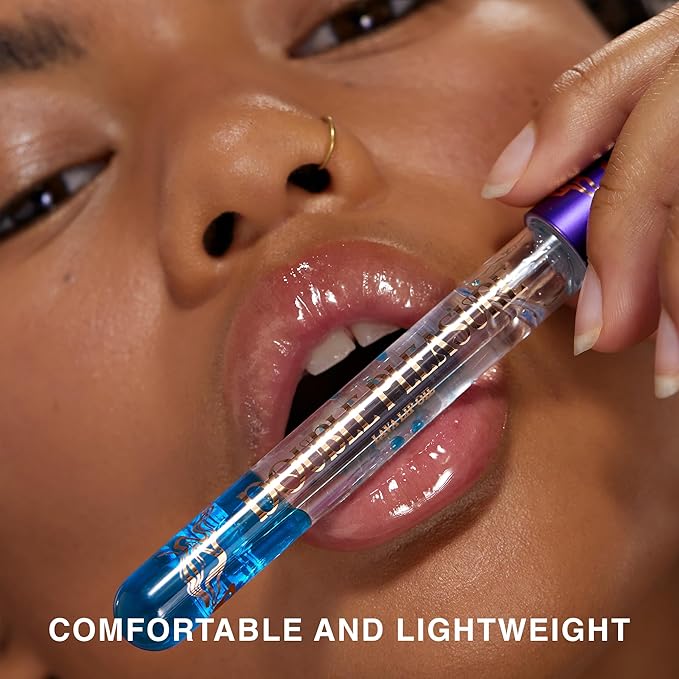 Double Pleasure Lip Oil - Moisturizing Lip Gloss for Women - Softening Glow Lip Plumper Gloss - Hydrating Lip Glow Oil - Plumping Lip Gloss Oil with Silicone Applicator (Skinny-Dipping)