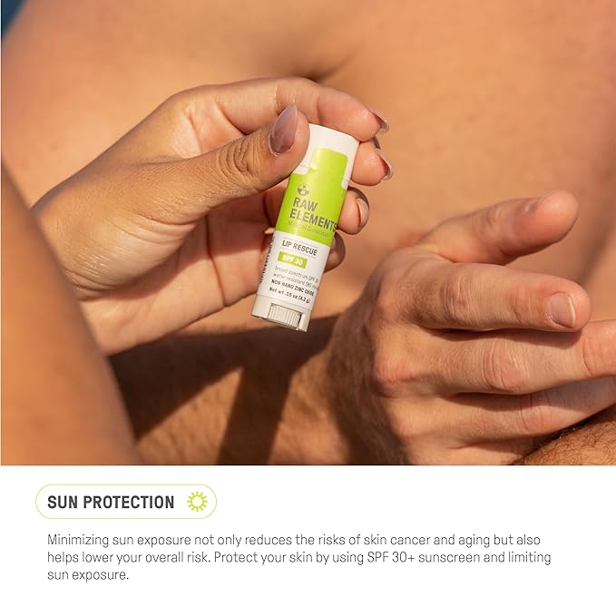Raw Elements Organic Outdoor Sunscreen Lip Balm Rescue - SPF 30, UVA-UVB Protection, Reef-Safe, Non-Nano Zinc, Water Resistant, 0.15 oz (Pack of 1)