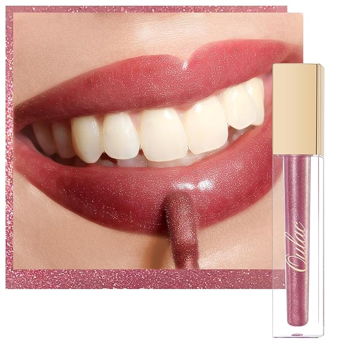 Oulac Light Nude Lip Gloss High-shine Moisturizing Lip Gloss Oil Liquid Lipstick Non-stick Cup Glitter Lipstick Lip Tint Reduce Fine Lines Lip Glaze For Dry Lip C08