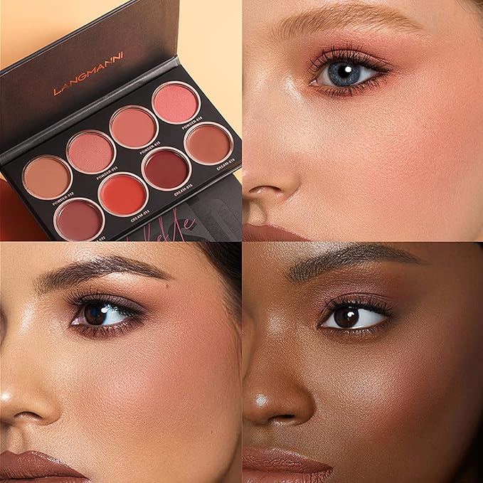 8 Colors Blush Palette, Matte Light Luxury Blush Makeup Blush