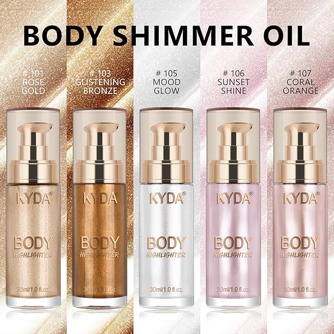 Body Shimmer Oil,Liquid Glow Illuminator Body Luminizer Glow Fl Oz#107