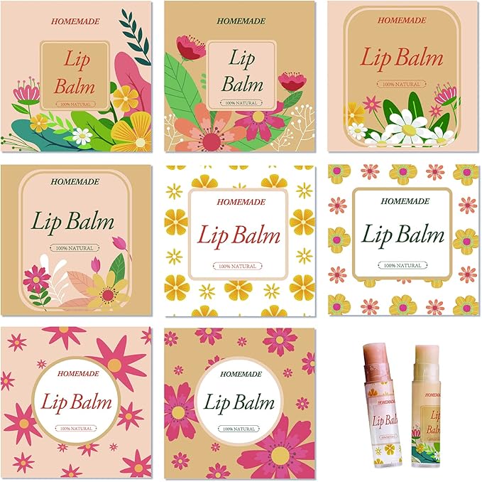 CRASPIRE Lip Balm Labels 80pcs Homemade Yellow)