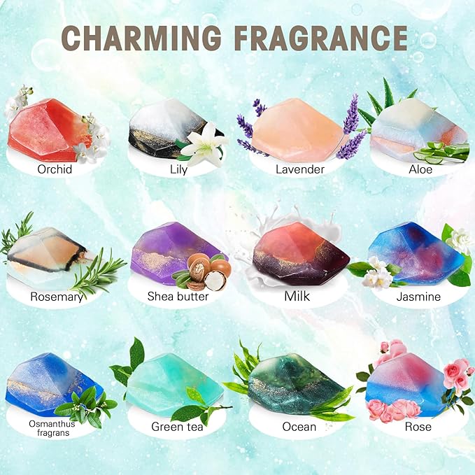 Loopeer 12 Pieces Gemstone Soap