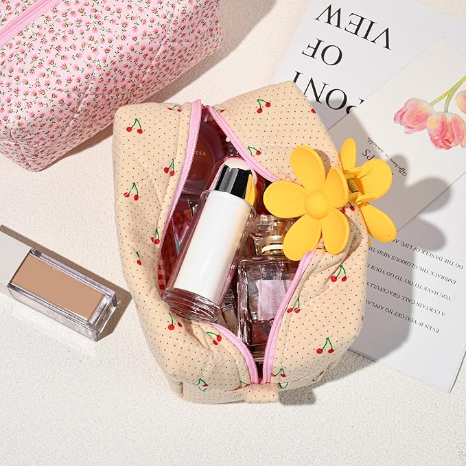 Soidram floral makeup bag quilted
