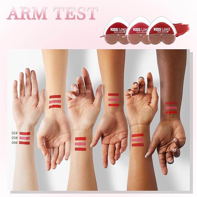 Deep Ruby Rose Red Burgundy Matte Velvet Lipstick for Women-3 Colors Long-Wear Non-Stick Cup Heart Shape Lazy Lipstick Set, Waterproof High Pigmented 24 Hours Lip Stick Makeup for Lazy People -Set 2