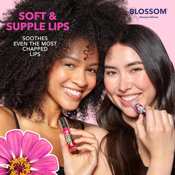 Blossom Scented Roll on Lip Gloss, Infused with Real Flowers, Made in USA, 0.3 fl. oz./9ml, 3 pack Gift Set, Candy Cane, Gingerbread, Sugar Cookie