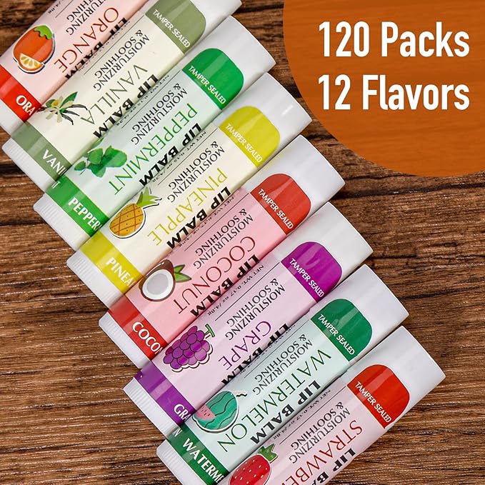 AZEN 120 Pack Lip Balm, Natural